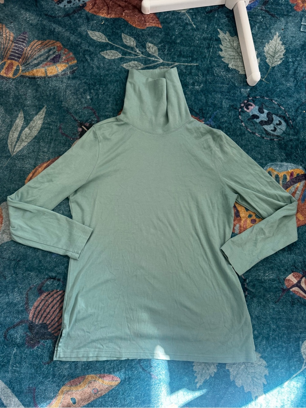 L.L. Bean Classic Women's Turtleneck Long Sleeve Top L Sage Green Cotton VGUC